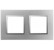 Рамка для розеток и выключателей Elegance 14-5012-03 Classic, на 2 поста, алюминий  Б0060578  ЭРА