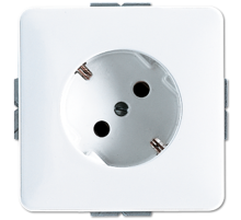 Штепсельная розетка SCHUKO с поворотом на 45°, 16A 250V~; центральная плата; белая  CD520-45WW  Jung