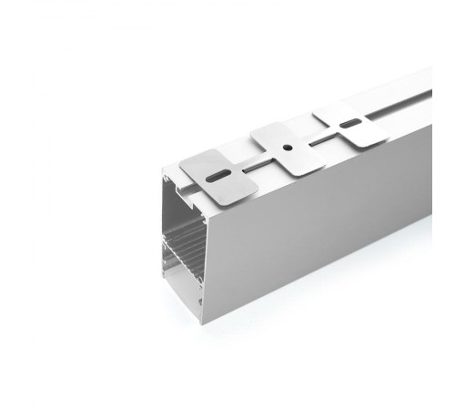 Профиль алюминиевый накладной, серебро, CAB267 с матовым экраном, 2 заглушками, 4 крепежами в комплекте  10378  FERON