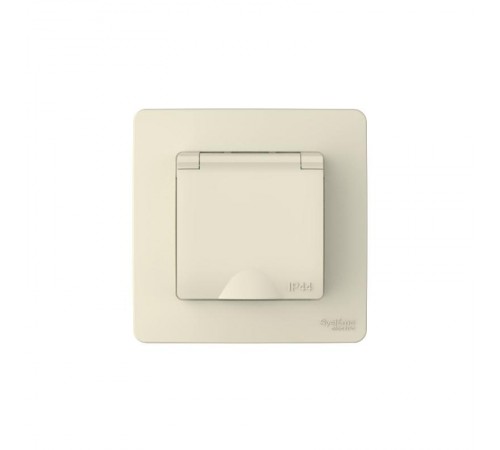 Blanca Молочный С/У IP44 Розетка с заземлением со шторками, с крышкой, 16А, 250В  BLNRS441112   SE