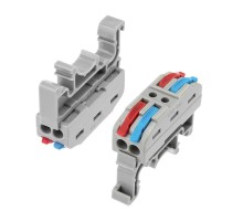 Клемма СМК 222-422D проходная 2-полюсная, с креплением на DIN-рейку (0,08-4 мм) серая (50 шт./уп.)  07-5239  REXANT