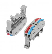 Клемма СМК 222-422D проходная 2-полюсная, с креплением на DIN-рейку (0,08-4 мм) серая (50 шт./уп.)  07-5239  REXANT