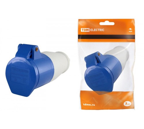 Розетка 213 переносная 2Р+РЕ 16А 220В IP44   SQ0603-0010  TDM