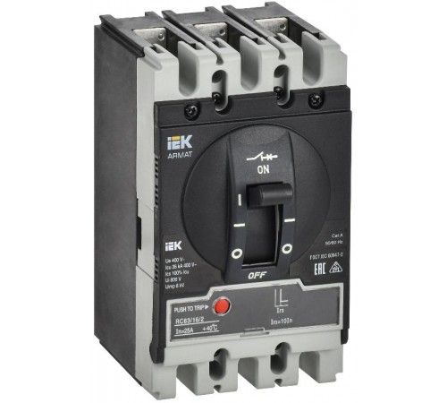 ARMAT Авт. выкл. лит. корпус 3P S 35кА 16А э/м рег. IEK  AR-MCCB-3S-035-0016A-MTUC  IEK