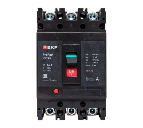 Выключатель автоматический LS125 18кА 3P 16А ProPact  mccb-125-18-3-16-ls  EKF