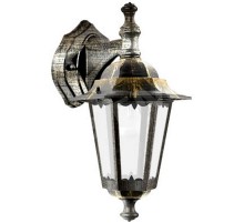 Светильник садово-парковый 6102 шестигранный на стену вниз 60W E27 230V, черное золото  11127  Feron