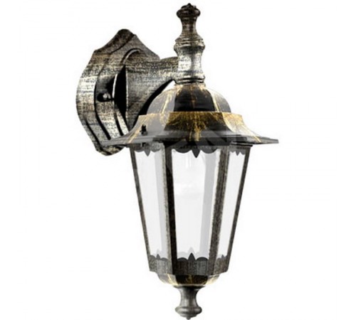 Светильник садово-парковый 6102 шестигранный на стену вниз 60W E27 230V, черное золото  11127  Feron