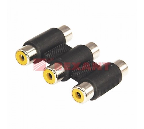 Переходник 3 гнезда RCA - 3 гнезда RCA, тринокль  14-0434  REXANT