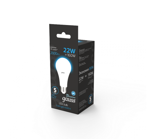 Лампа светодиодная A70 22W 1640lm 6500K E27 LED 1/10/50  102502322  Gauss