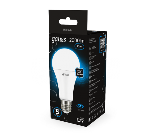 Лампа светодиодная A70 22W 1640lm 6500K E27 LED 1/10/50  102502322  Gauss