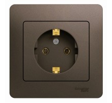 Glossa Шоколад Розетка с заземлением, 16А (в сборе)  GSL000842  SE