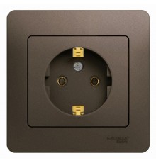 Glossa Шоколад Розетка с заземлением, 16А (в сборе)  GSL000842  SE