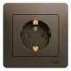 Glossa Шоколад Розетка с заземлением, 16А (в сборе)  GSL000842  SE