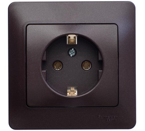 Glossa Шоколад Розетка с заземлением, 16А (в сборе)  GSL000842  SE
