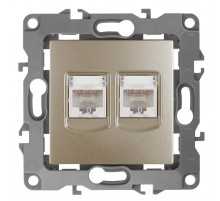 Розетка информационная двойная 12-3108-04  2XRJ45,  шампань  Б0014732  ЭРА