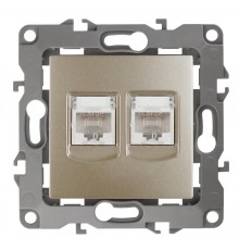 Розетка информационная двойная 12-3108-04  2XRJ45,  шампань  Б0014732  ЭРА