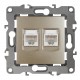 Розетка информационная двойная 12-3108-04  2XRJ45,  шампань  Б0014732  ЭРА