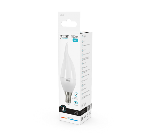 Лампа светодиодная LED 6Вт E14 220В 4100К Elementary свеча на ветру  34126  Gauss