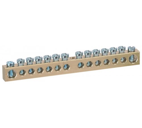 Шина  NO-122-33 PEN земля-ноль 8х12мм 14/1 латунная крепеж по центру   Б0047248  ЭРА