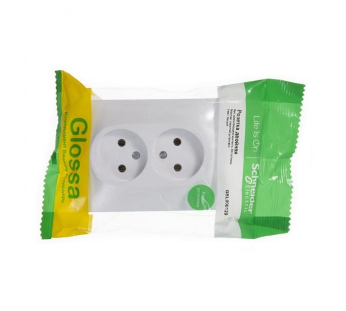 Glossa Белый Розетка 2-я без заземления (в сборе с рамкой)  GSL000120  SE