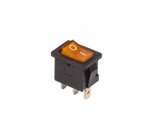 Выключатель клавишный 250V 6А (3с) ON-OFF желтый с подсветкой Mini  36-2152  REXANT