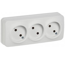 GLORY Розетка 3-местная без з/к/ш о/у 10А РС23-2-ХБм белый матовый  ERH30-K01M-10  IEK