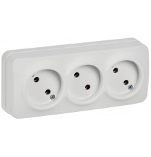 GLORY Розетка 3-местная без з/к/ш о/у 10А РС23-2-ХБм белый матовый  ERH30-K01M-10  IEK