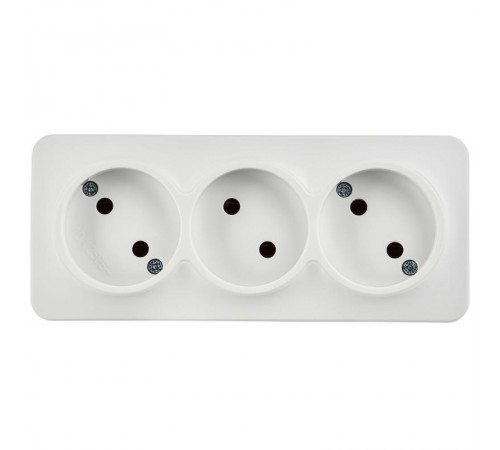 GLORY Розетка 3-местная без з/к/ш о/у 10А РС23-2-ХБм белый матовый  ERH30-K01M-10  IEK