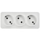 GLORY Розетка 3-местная без з/к/ш о/у 10А РС23-2-ХБм белый матовый  ERH30-K01M-10  IEK