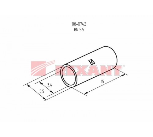 Соединительная гильза L-15 мм 4-6 мм (ГМЛ (DIN) 6)  08-0742  REXANT