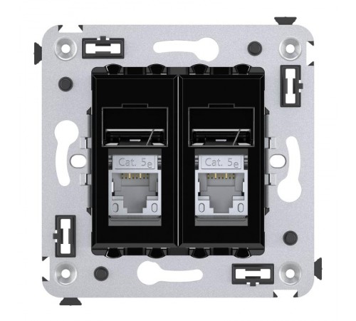 Розетка RJ-45 в стену, 5e двойная экранированная, Avanti, "Черный квадрат"  4402364  DKC