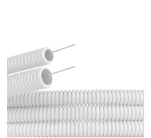 Труба гибкая гофрированная ПЛЛ 25мм с протяжкой не содержит галогенов ПВ-0 (50м) белый  81825  DKC