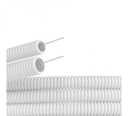 Труба гибкая гофрированная ПЛЛ 25мм с протяжкой не содержит галогенов ПВ-0 (50м) белый  81825  DKC