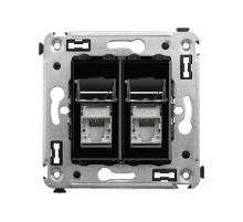 Розетка RJ-45 в стену, 5e двойная экранированная, Avanti, "Черный квадрат"  4402364  DKC