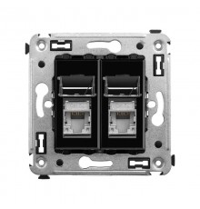Розетка RJ-45 в стену, 5e двойная экранированная, Avanti, "Черный квадрат"  4402364  DKC