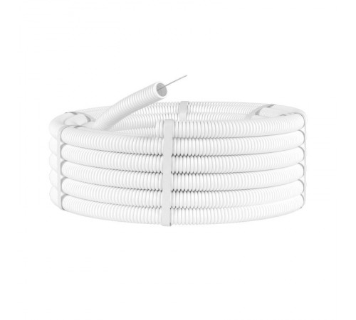 Труба гибкая гофрированная ПЛЛ 25мм с протяжкой не содержит галогенов ПВ-0 (50м) белый  81825  DKC