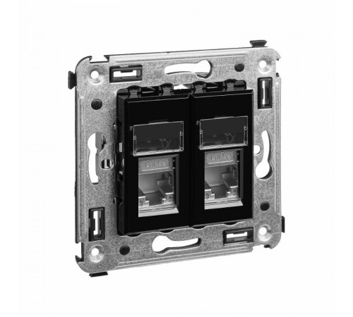 Розетка RJ-45 в стену, 5e двойная экранированная, Avanti, "Черный квадрат"  4402364  DKC