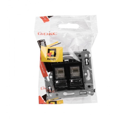 Розетка RJ-45 в стену, 5e двойная экранированная, Avanti, "Черный квадрат"  4402364  DKC