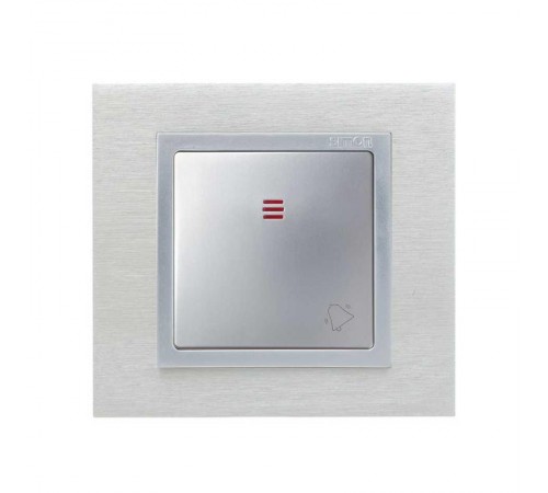 Simon 82 Клавиша с пиктограммой "звонок" для кнопочного выключателя с подсветкой, S82, S82N, алюминий  82015-33  Simon