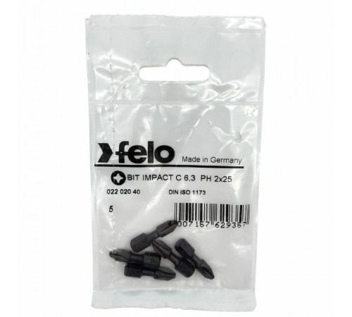 Бита крестовая ударная серия Impact PH 2X25, 5 шт  02202040  Felo