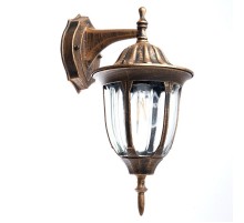 Светильник садово-парковый PL6302 шестигранный на стену вниз 60W 230V E27, черное золото  11898  Feron