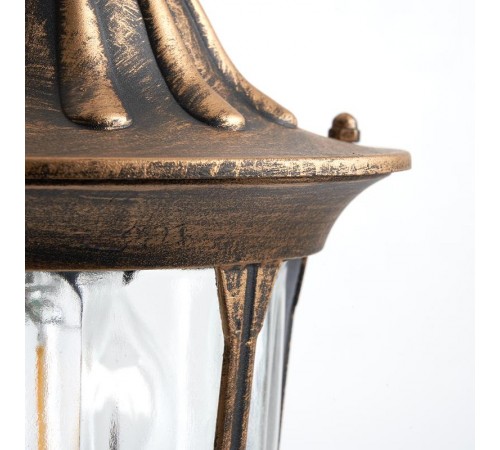 Светильник садово-парковый PL6302 шестигранный на стену вниз 60W 230V E27, черное золото  11898  Feron