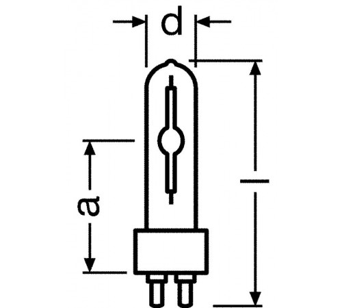 Лампа металлогалогенная МГЛ 50Вт G12 трубчатая прозрачная тепло-белая 3000К 90В HCI-T 50W/930 WDL PB PLUS G12 12X1  4008321974303  Osram