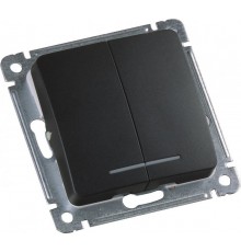 Выключатель скрытой установки, двухклавишный, с индикацией, механизм, цвет черный  ВС10-452-08  HEGEL