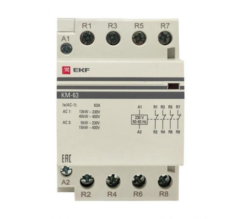Контактор модульный КМ 63А 4NC (3 мод.) PROxima km-3-63-04  EKF