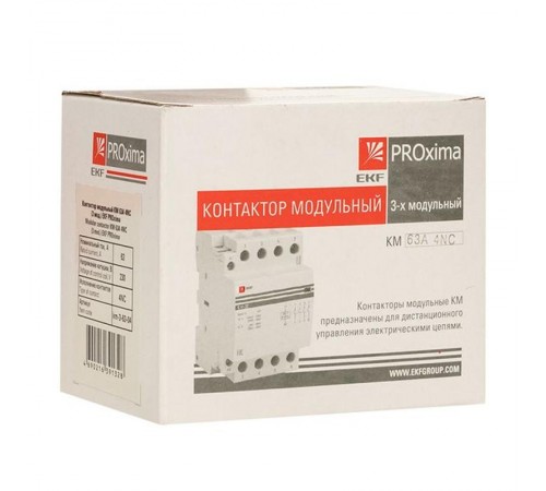 Контактор модульный КМ 63А 4NC (3 мод.) PROxima km-3-63-04  EKF