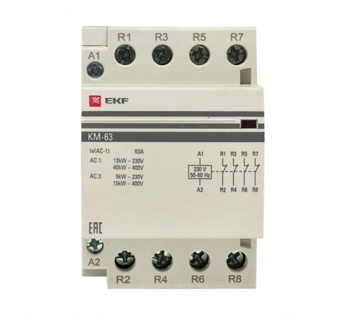 Контактор модульный КМ 63А 4NC (3 мод.) PROxima km-3-63-04  EKF