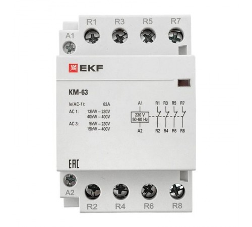 Контактор модульный КМ 63А 4NC (3 мод.) PROxima km-3-63-04  EKF