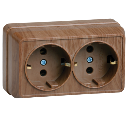 ОКТАВА дуб Розетка 2-местная О/У с/з 16А РС22-3-ОД  ERO21-K04-16-DC  GENERICA