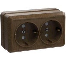 ОКТАВА дуб Розетка 2-местная О/У с/з 16А РС22-3-ОД  ERO21-K04-16-DC  GENERICA